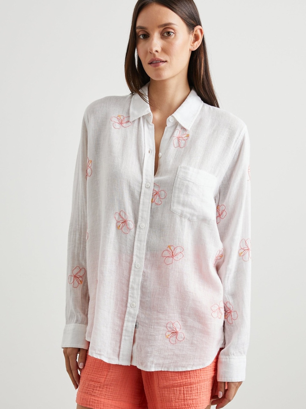 Rails Charli Shirt Hibiscus Embroidery Size Small